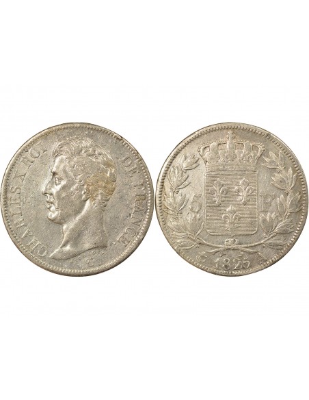 Charles X 1er Type 5 Francs Argent 1825 A - Paris