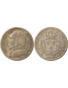 Louis XVIII Buste Habillé 5 Francs Argent 1814 M Toulouse