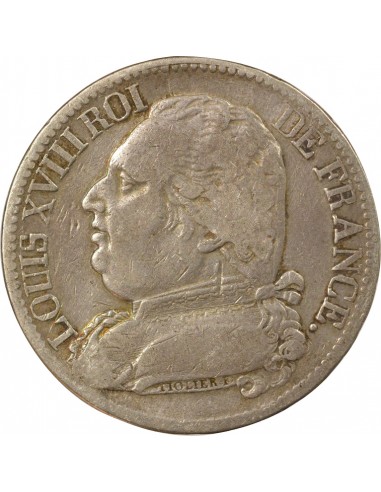 Louis XVIII Buste Habillé 5 Francs Argent 1814 M Toulouse