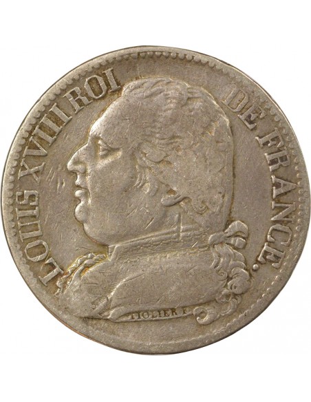 Louis XVIII Buste Habillé 5 Francs Argent 1814 M Toulouse