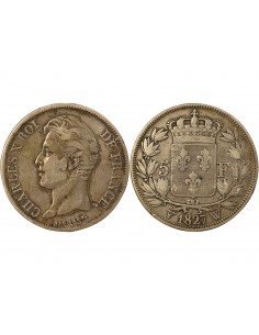 Charles X 2nd Type 5 Francs Argent 1827 W Lille