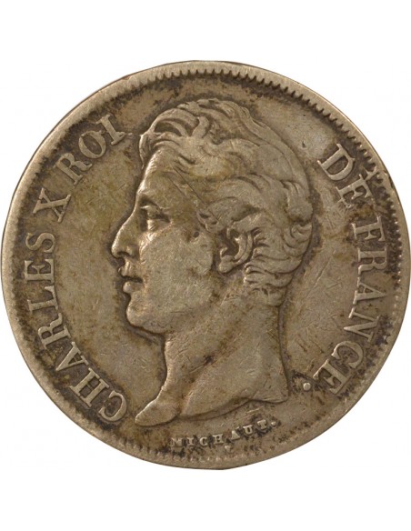 Charles X 2nd Type 5 Francs Argent 1827 W Lille