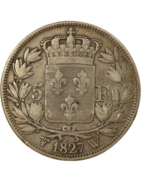 Charles X 2nd Type 5 Francs Argent 1827 W Lille