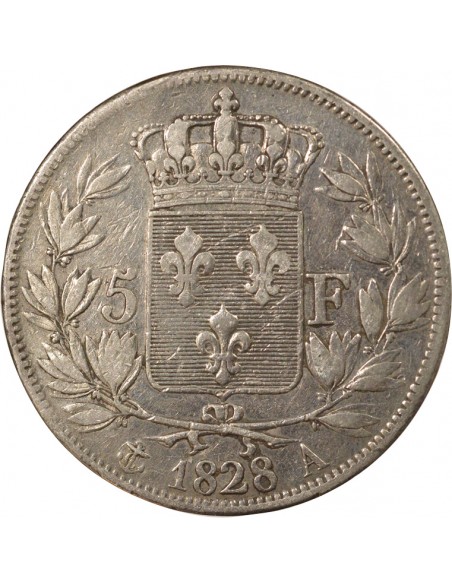 Charles X 2nd Type 5 Francs Argent 1828 A - Paris