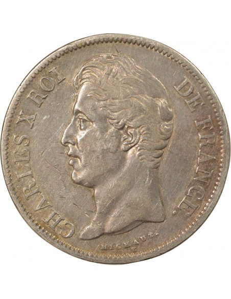 Charles X 2nd Type 5 Francs Argent 1829 H La Rochelle