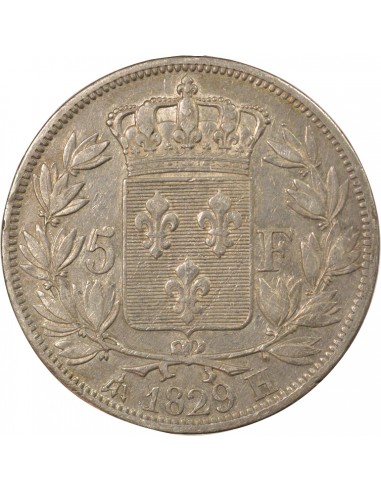 Charles X 2nd Type 5 Francs Argent 1829 H La Rochelle