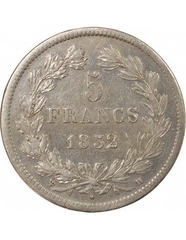Tranche en relief 5 Francs Argent 1832 H La Rochelle