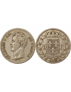 Charles X 1er Type 5 Francs Argent 1825 A - Paris