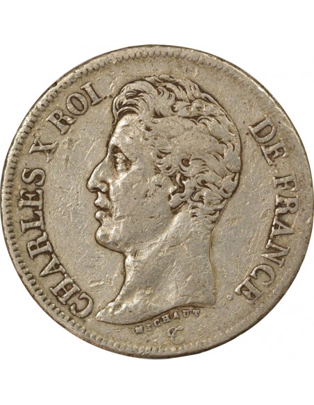 Charles X 1er Type 5 Francs Argent 1825 A - Paris