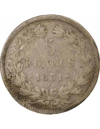 Tranche en relief 5 Francs Argent 1831 K Bordeaux