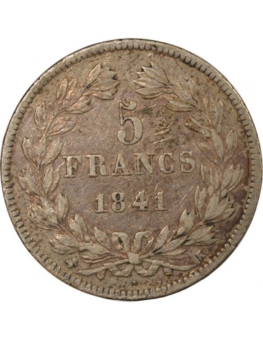 Tranche en relief 5 Francs Argent 1841 K Bordeaux