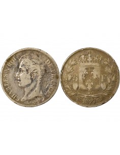 Charles X 2nd Type 5 Francs Argent 1827 W Lille