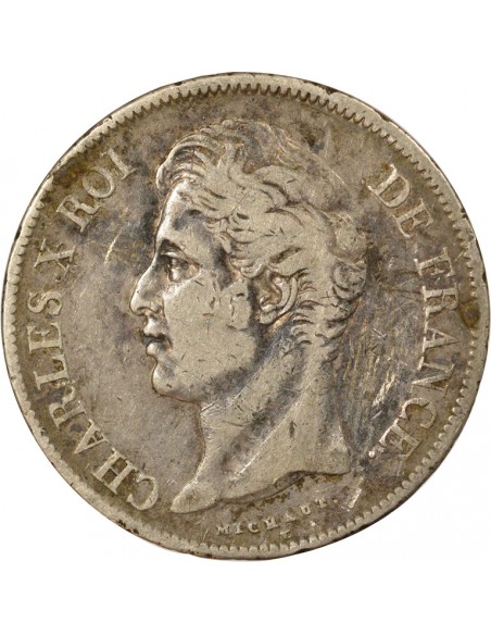 Charles X 2nd Type 5 Francs Argent 1827 W Lille