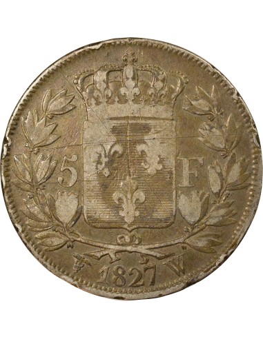 Charles X 2nd Type 5 Francs Argent 1827 W Lille