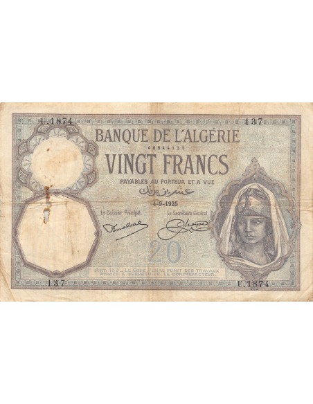 Algérie Algérie 20 francs 1925