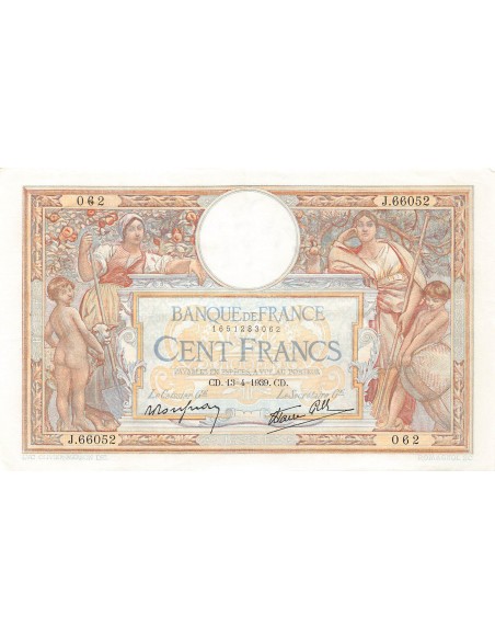 Billets Banque de France 100 francs 1939