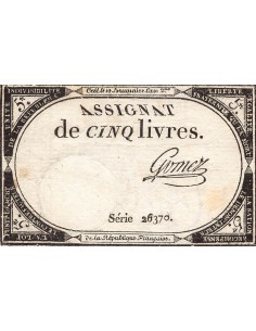 Billets Assignats 5 livres 1793