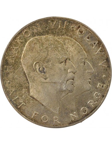 Norvège Olav V Anniversaire de la Libération 25 kroner Argent 1970 Kongsberg