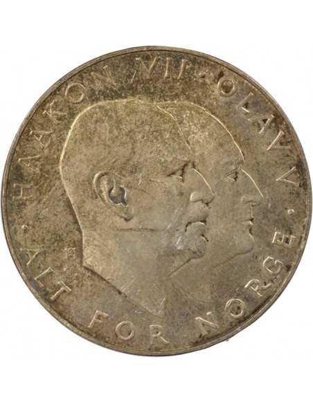 Norvège Olav V Anniversaire de la Libération 25 kroner Argent 1970 Kongsberg