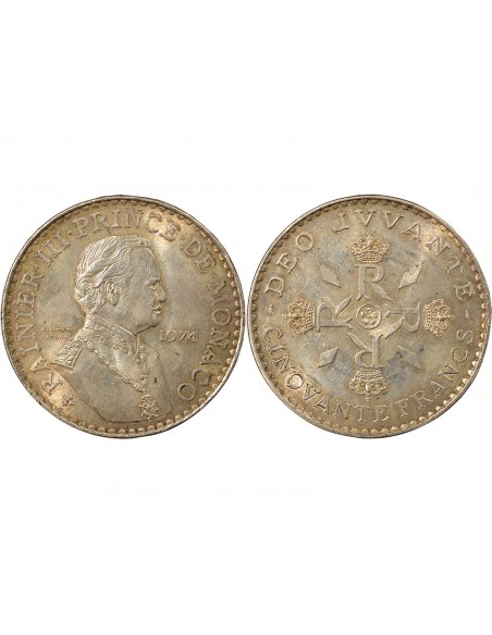 Monaco Rainier III de Monaco Anniversaire de Règne 50 francs Argent 1974 Pessac