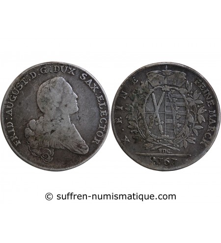 ALLEMAGNE, SAXE, FREDERIC AUGUSTE - THALER ARGENT 1767﻿