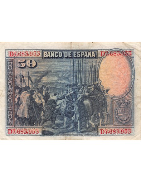peintre du siècle d´or espagnol 50 pesetas 1928