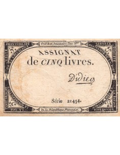 Billets Assignats 5 livres 1793