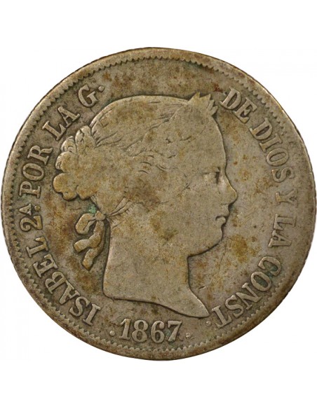 Reine Espagnol 40 centimos Argent 1867 AI Madrid
