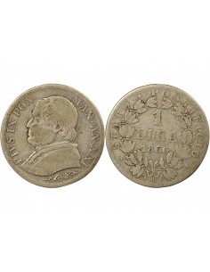Vatican Pie IX 1 lira Argent 1866 R Rome