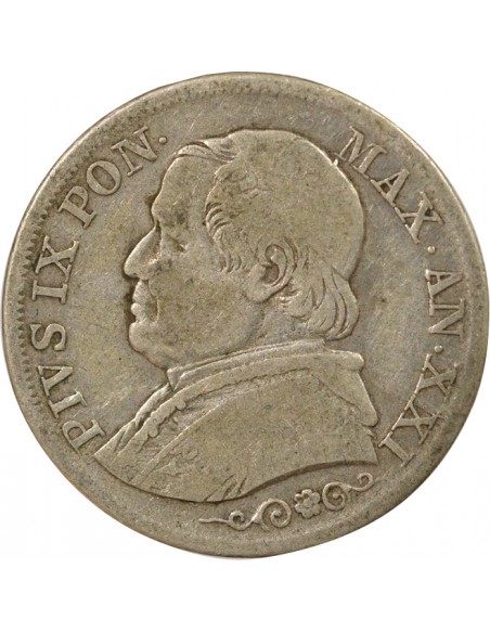 Vatican Pie IX 1 lira Argent 1866 R Rome
