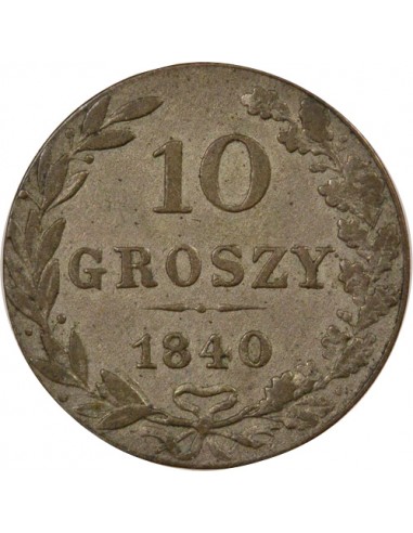 Pologne Nicolas I 10 groszy Billon 1840 Varsovie