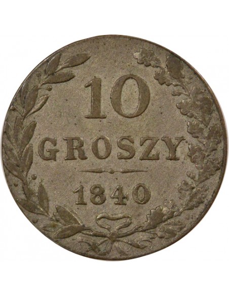 Pologne Nicolas I 10 groszy Billon 1840 Varsovie