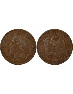 Napoléon III Tête nue 2 centimes Bronze 1857 D Lyon