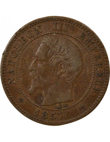 Napoléon III Tête nue 2 centimes Bronze 1857 D Lyon