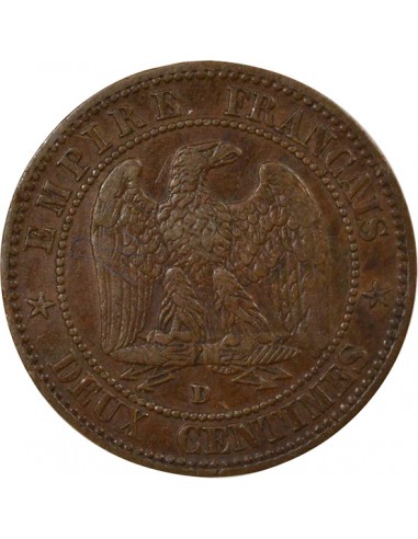 Napoléon III Tête nue 2 centimes Bronze 1857 D Lyon