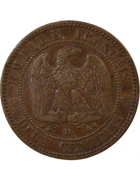 Napoléon III Tête nue 2 centimes Bronze 1857 D Lyon