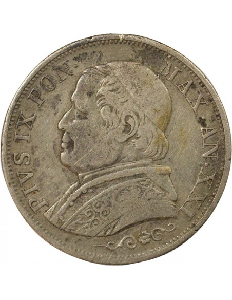 Vatican Pie IX 1 lira Argent 1866 R Rome