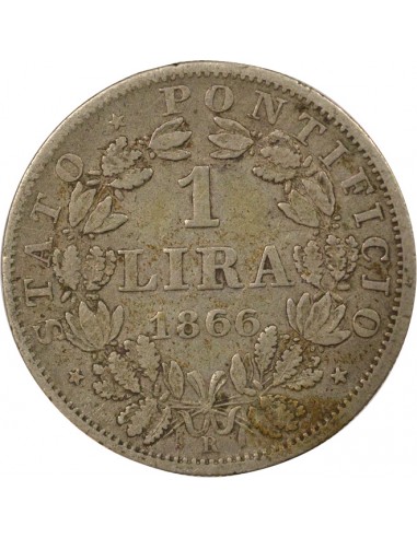 Vatican Pie IX 1 lira Argent 1866 R Rome