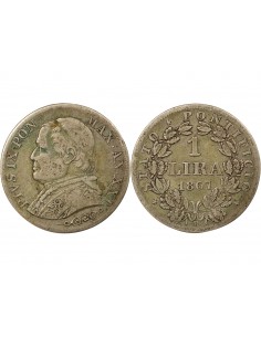 Vatican Pie IX 1 lira Argent 1867 R Rome