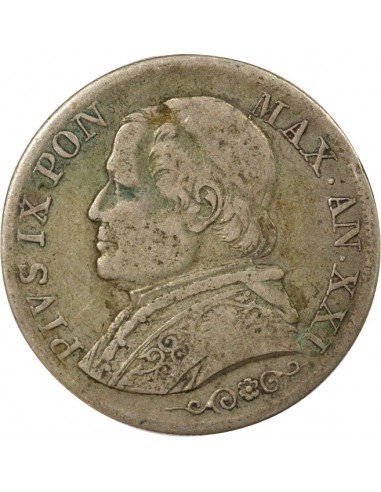 Vatican Pie IX 1 lira Argent 1867 R Rome