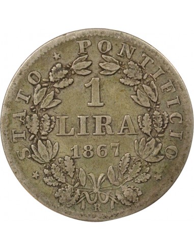 Vatican Pie IX 1 lira Argent 1867 R Rome