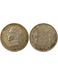 Espagne Alphonse XII d'Espagne 4e Portrait 1 peseta Argent 1904 AI Madrid