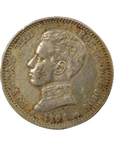 Espagne Alphonse XII d'Espagne 4e Portrait 1 peseta Argent 1904 AI Madrid 2