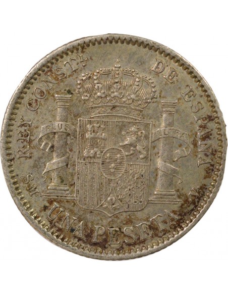 Espagne Alphonse XII d'Espagne 4e Portrait 1 peseta Argent 1904 AI Madrid