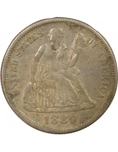 USA Seated Liberty Dime Argent 1889 Philadelphie 2