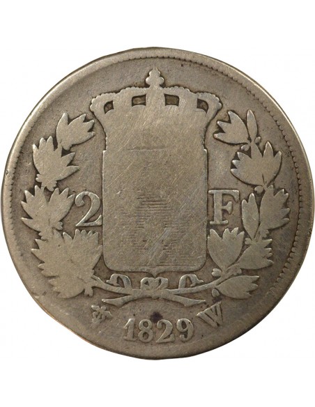 Charles X 2 francs Argent 1829 W Lille