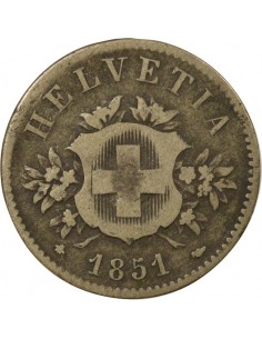 Suisse Ecusson 20 centimes Billon 1851 BB Strasbourg 2