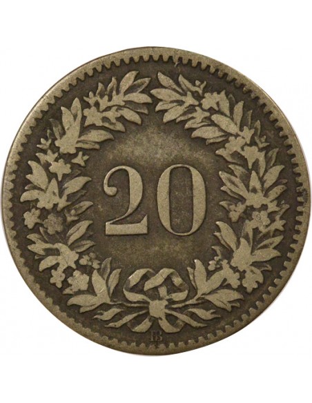 Suisse Ecusson 20 centimes Billon 1851 BB Strasbourg