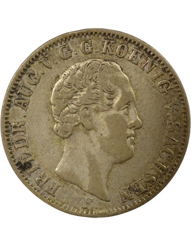Etats Allemands (Saxe) Frédéric-Auguste II 1/6 thaler Argent 1846 F Stuttgart