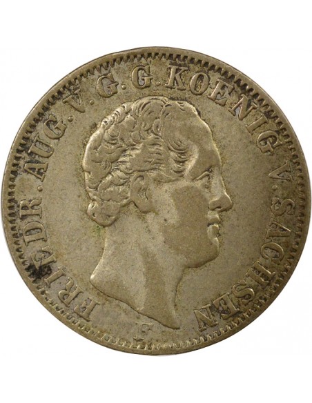Etats Allemands (Saxe) Frédéric-Auguste II 1/6 thaler Argent 1846 F Stuttgart